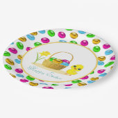 Niedliche Küken- und mehrfarbige Ostereier Pappteller (Schrägansicht)