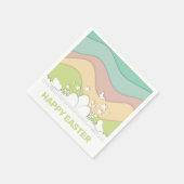 Niedliche Küken und Ostereier in farbiger Natur Serviette (Ecke)