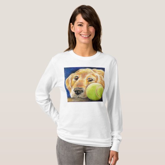 Niedliche Kunst des goldenen Retrievers T-Shirt (Vorne ganz)