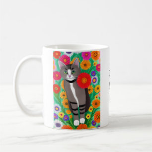 Niedliche Kunst-Katze   Nur ein Mädchen, das Katze Kaffeetasse
