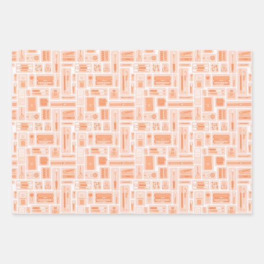 Niedliche Kunst liefert rosa orangefarbenes Muster Geschenkpapier Set (Vorderseite 2)