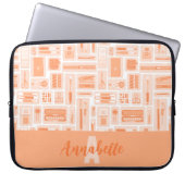 Niedliche Kunstelemente Peach Orange Muster Monogr Laptopschutzhülle (Vorderseite)