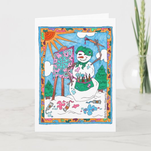 Niedliche Künstlerin Snowman Weihnachten (Vorderseite)