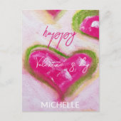 Niedliche künstlerisch-heiße rosa Herzen Postkarte (Vorderseite)