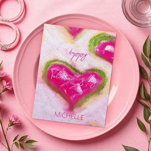 Niedliche künstlerisch-heiße rosa Herzen Postkarte