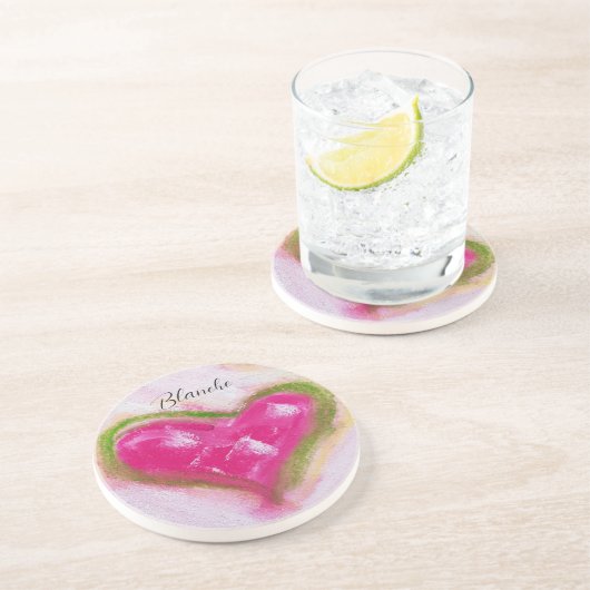 Niedliche künstlerische Herz Khalk Handgemalt Getränkeuntersetzer (Seite)