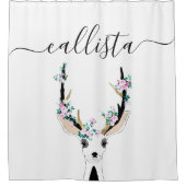 Niedliche Künstlerische Rosa Blumentierdarstellung Duschvorhang (Vorderseite)