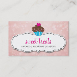 NIEDLICHE KUPCAKE KNOCHENMUSTER Pink Coral Visitenkarte