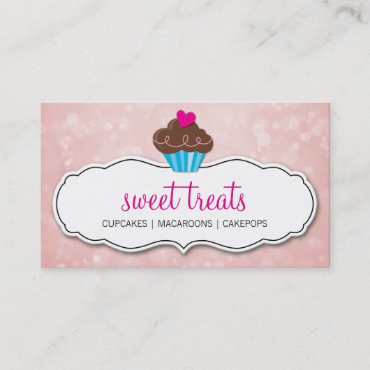 NIEDLICHE KUPCAKE KNOCHENMUSTER Pink Coral Visitenkarte (Vorderseite)