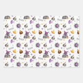 Niedliche Kürbis, Katzen und Blume kochen Hallowee Geschenkpapier Set (Vorderseite 3)