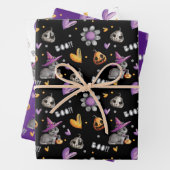 Niedliche Kürbis, Katzen und Blume kochen Hallowee Geschenkpapier Set (Beispiel)