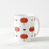 Niedliche Kürbis, Spinne und Fledermausmuster Kaffeetasse (VorderseiteRechts)