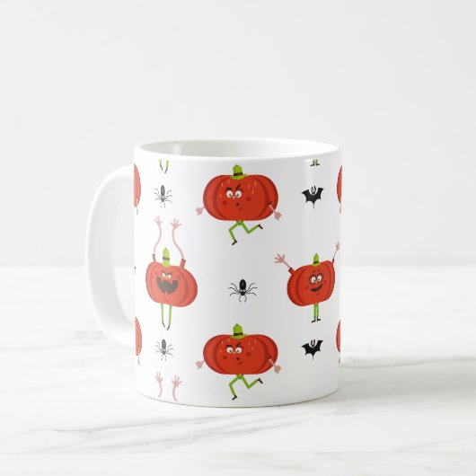 Niedliche Kürbis, Spinne und Fledermausmuster Kaffeetasse (Vorderseite Links)