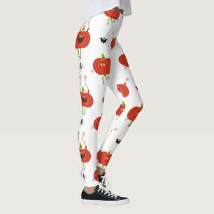 Niedliche Kürbis, Spinne und Fledermausmuster Leggings