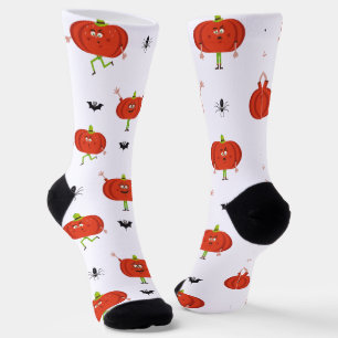 Niedliche Kürbis, Spinne und Fledermausmuster Socken