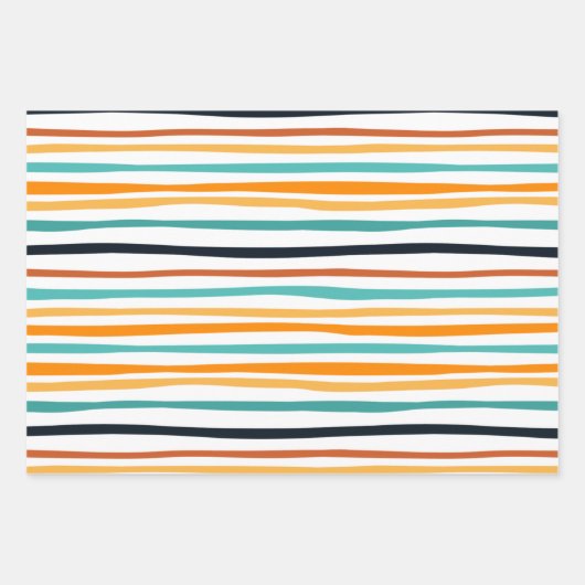 Niedliche Kürbis-Streifen Halloween Geschenkpapier Set (Vorderseite 3)