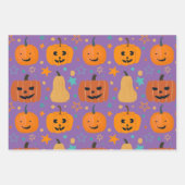 Niedliche Kürbis-Streifen Halloween Geschenkpapier Set (Vorderseite)