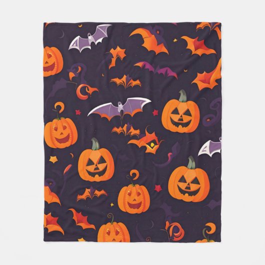 Niedliche Kürbis und Fledermäuse Fleecedecke (Vorderseite)