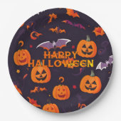 Niedliche Kürbis und Fledermäuse Pappteller (Vorderseite)