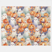 Niedliche Kürbis und Geister Fleecedecke (Vorderseite (Horizontal))