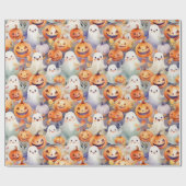 Niedliche Kürbis und Geister Geschenkpapier (Flach)