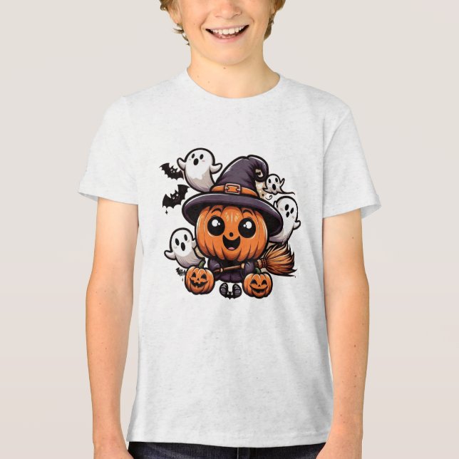 niedliche Kürbischarakter Tri-Blend Shirt (Vorderseite)