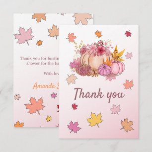 Niedliche Kürbisgewürze und Pink in der Liebe Dankeskarte