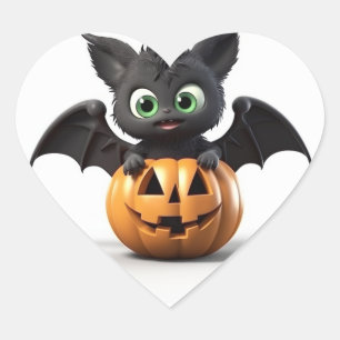 Niedliche Kürbishalloween Herz-Aufkleber
