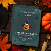 Niedliche Kürbishexeneinladung zweiseitig Einladung