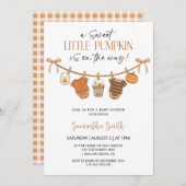 Niedliche Kürbiskleider Herbstdusche Baby Einladung (Vorne/Hinten)