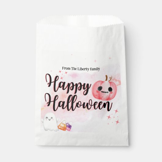 Niedliche Kürbiskürbis Wasserfarben tricksen oder  Geschenktütchen (Vorderseite)