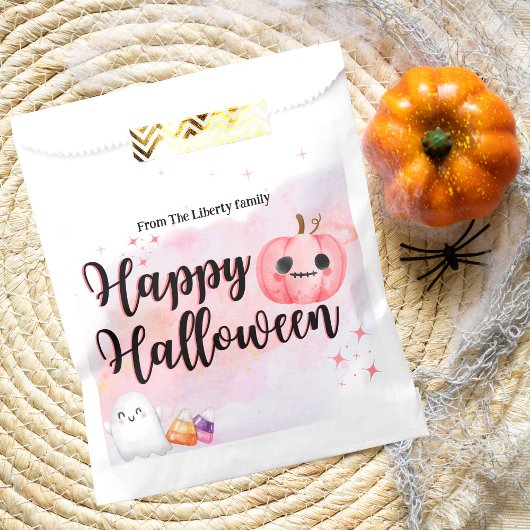 Niedliche Kürbiskürbis Wasserfarben tricksen oder  Geschenktütchen