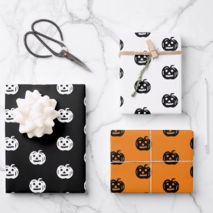 Niedliche Kürbislaterne Halloween Geschenkpapier Set
