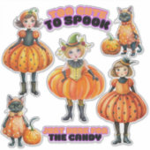 Niedliche Kürbismädchen und Katzen Aufkleber (Vorderseite)