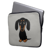 Niedliche Kurze Dackel mit schwarzem Haar und Tan Laptopschutzhülle (Vorderseite Links)