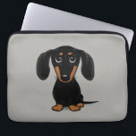Niedliche Kurze Dackel mit schwarzem Haar und Tan Laptopschutzhülle<br><div class="desc">Dackel des Niedlichen Cartoon</div>