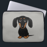 Niedliche Kurze Dackel mit schwarzem Haar und Tan Laptopschutzhülle<br><div class="desc">Dackel des Niedlichen Cartoon</div>