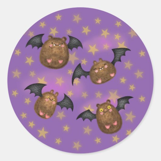 Niedliche, kuschelige Fledermausaufkleber Runder Aufkleber (Vorderseite)