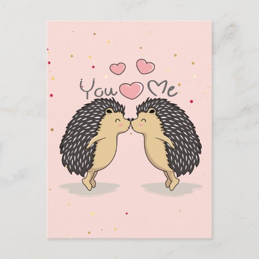 Niedliche Küssen Igel Postkarte (Vorderseite)