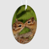 Niedliche küssende BabyChipmunks Ornament (Vorderseite)
