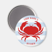 Niedliche Küstenkrebse mit Ihrem Namen nautischer Magnet (Vorderseite/Rückseite)