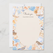 Niedliche Küstenschiffe und Meerestiere Dankeskarte (Vorderseite)