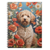 Niedliche Labradoodle-Daisy- und Mohnblüte-Blume Notizblock (Vorderseite)