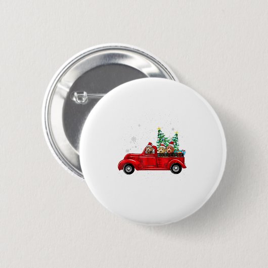 Niedliche Labradoodles fahren mit rotem LKW nach C Button (Vorne & Hinten)