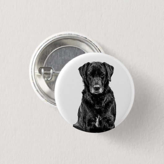 Niedliche Labrador Black Dog Puppy Pet Sketch Button (Vorne & Hinten)