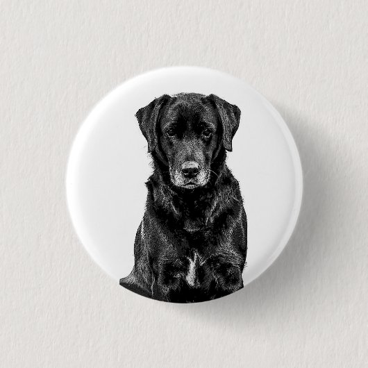 Niedliche Labrador Black Dog Puppy Pet Sketch Button (Vorderseite)