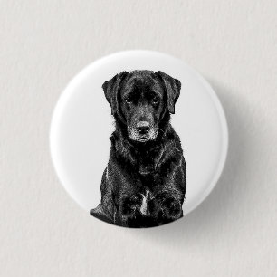 Niedliche Labrador Black Dog Puppy Pet Sketch Button