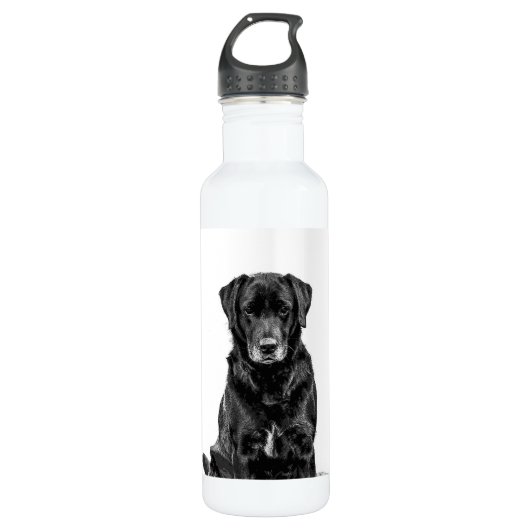 Niedliche Labrador Black Dog Puppy Pet Sketch Edelstahlflasche (Vorderseite)