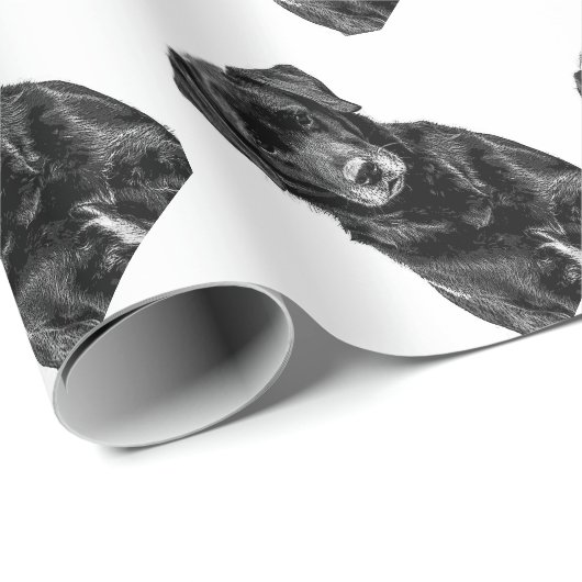 Niedliche Labrador Black Dog Puppy Pet Sketch Geschenkpapier (Rolleneckpunkt)