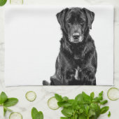 Niedliche Labrador Black Dog Puppy Pet Sketch Geschirrtuch (Gefaltet)